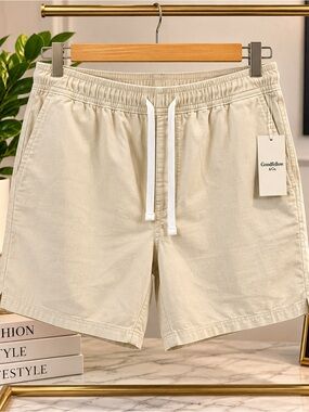 Goodfellow & Co Cream Drawstring Linen-Blend Shorts